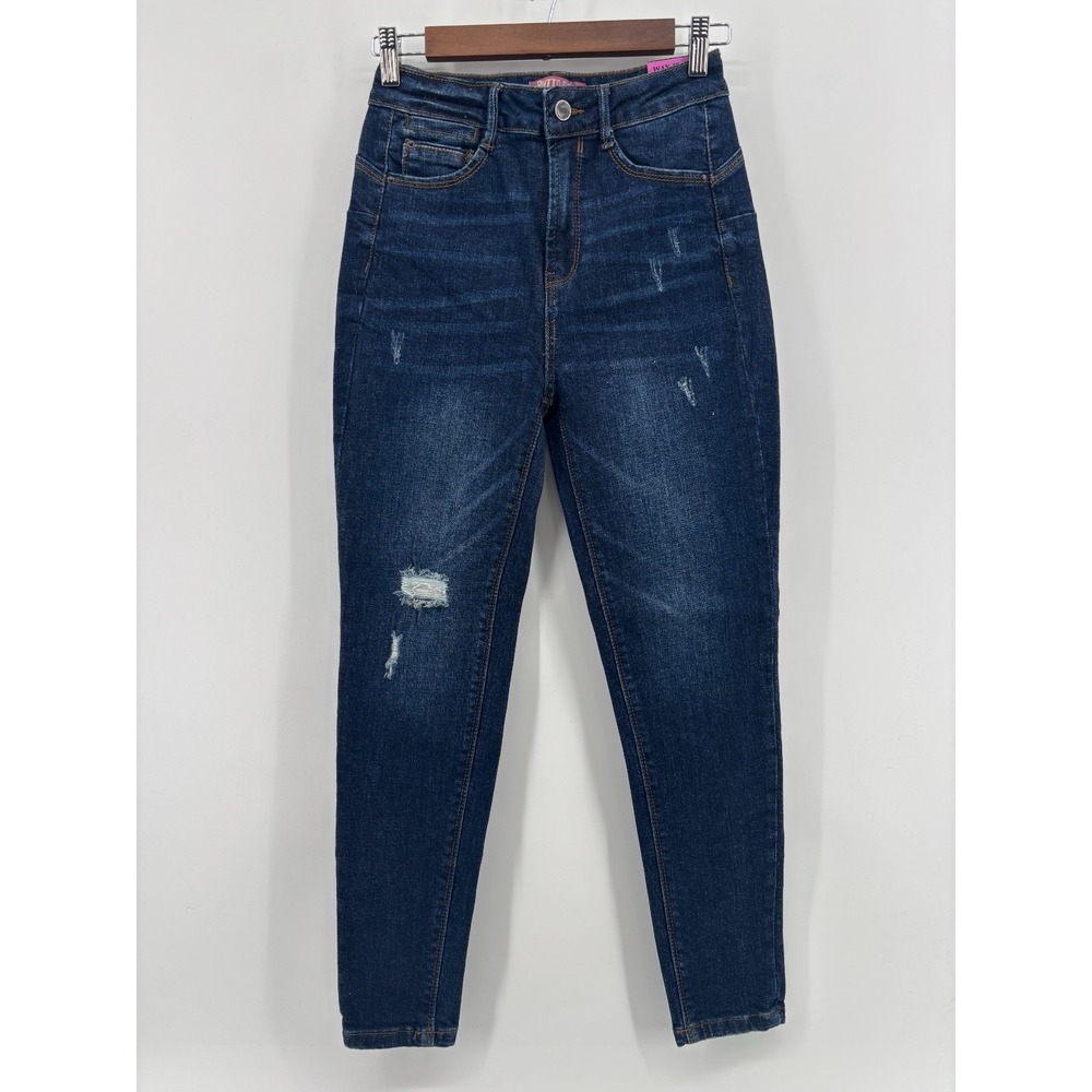Wax Skinny Jeans Womens Blue Denim Distressed Butt I Love You High-Rise 3 NWT